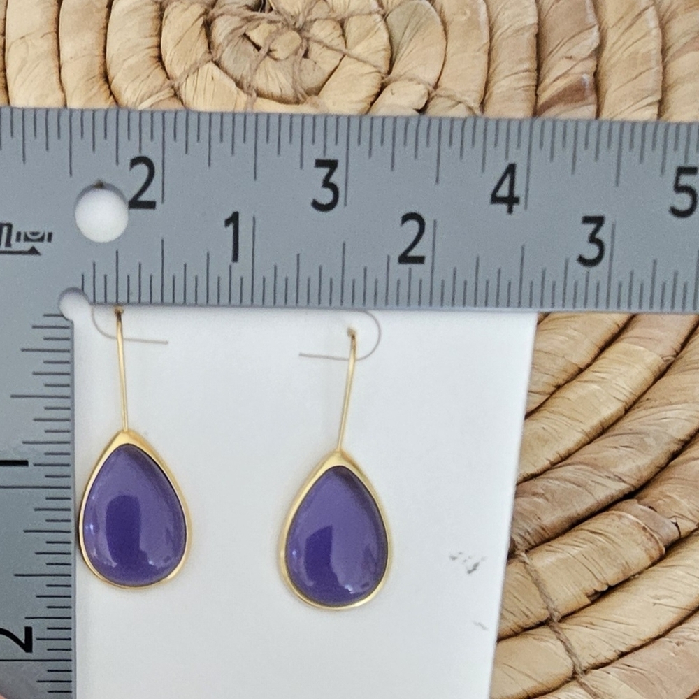 J.Crew Gold Teardrop Amethyst-Color Drop Earrings New! - Picture 3 of 3